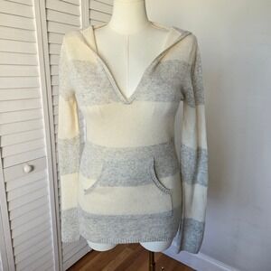 Banana Republic Cream Gray Wool Cashmere Hooded Sweater L Preppy Nautical Skandi